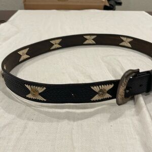 VINTAGE black leather RESISTOL belt SZ 46 with vintage buckle southwest